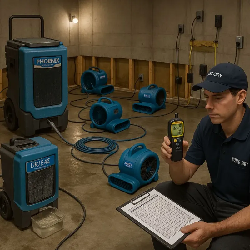 Structural Drying and Dehumidification process in Suncoast Estates, FL